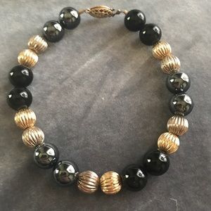 Natural real Onxy Beads and gold Filled beads